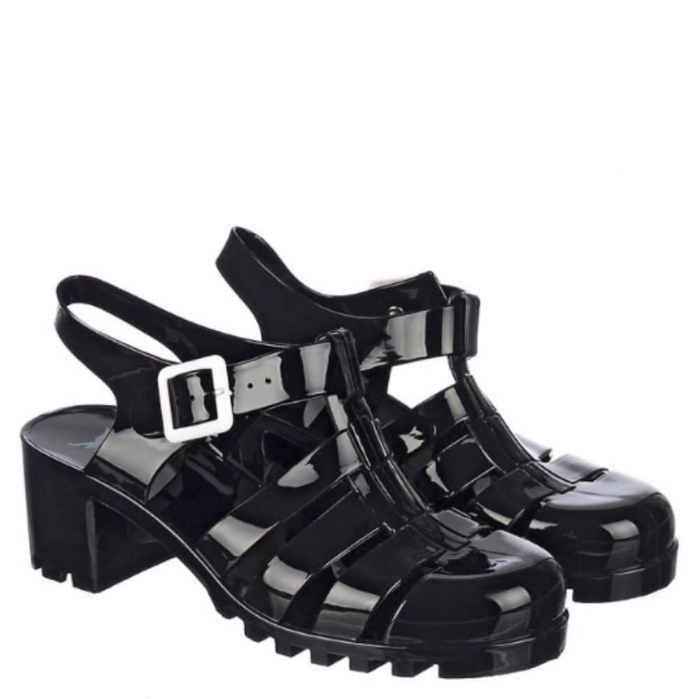 NEW Black Vintage Adult Blush Black Jelly Shoes - Picture 2 of 4